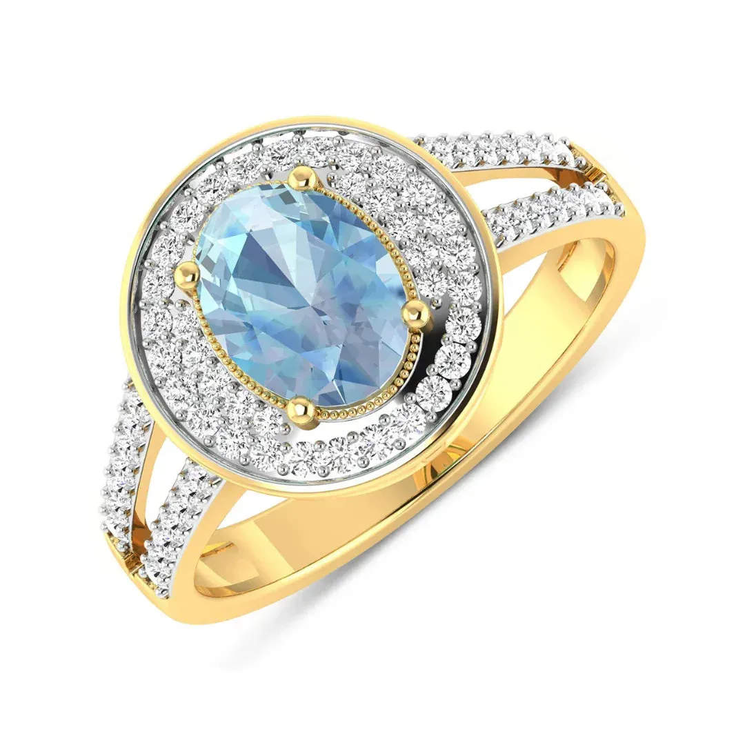 Genuine Aquamarine Diamond Halo Pave Ring sold by Zulily product image thumbnail 5