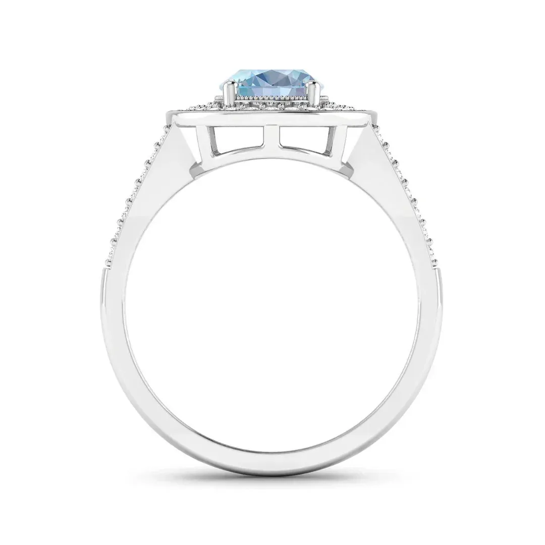 Genuine Aquamarine Diamond Halo Pave Ring sold by Zulily product image thumbnail 3