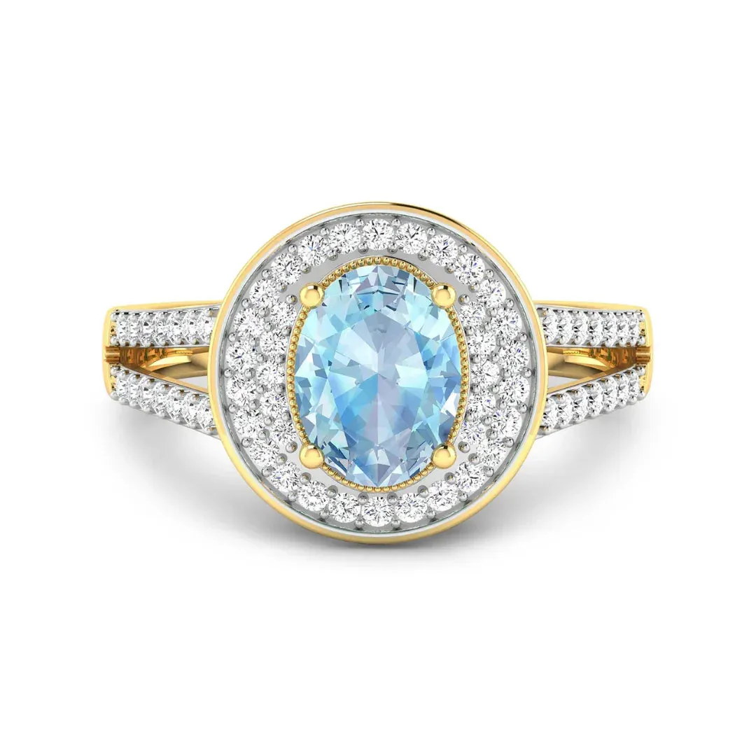 Genuine Aquamarine Diamond Halo Pave Ring sold by Zulily product image thumbnail 4