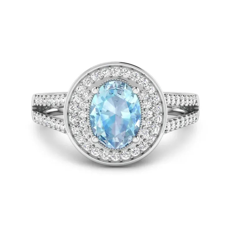 Genuine Aquamarine Diamond Halo Pave Ring made by Zulily