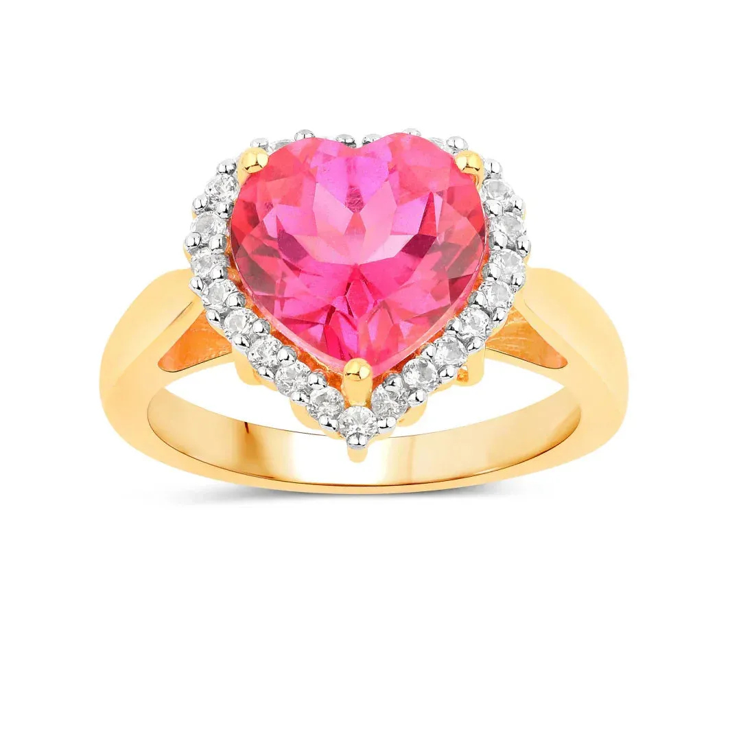 Genuine Pink Topaz Heart Halo Ring sold by Zulily