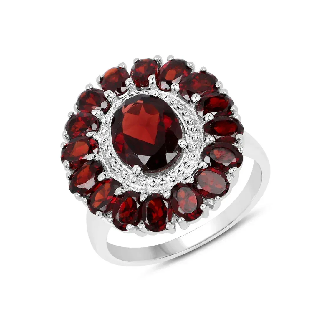 5.20 Ct Oval Red Garnet Prong Silver Flower Ring sold by Zulily product image thumbnail 4