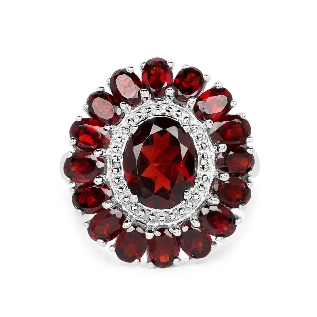 5.20 Ct Oval Red Garnet Prong Silver Flower Ring sold by Zulily product image thumbnail 2