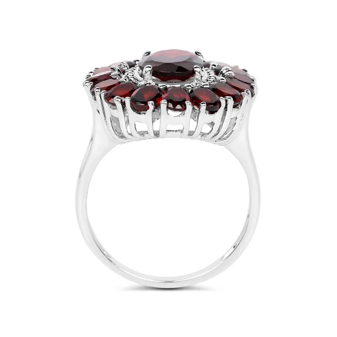 5.20 Ct Oval Red Garnet Prong Silver Flower Ring sold by Zulily product image thumbnail 3