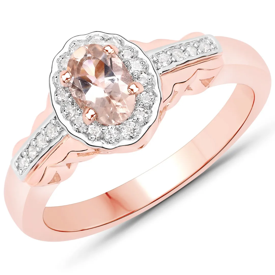 Fine Color Jewels 1.98 Cttw Oval Morganite & White Topaz 14K Rose Gold Plated 925 Sterling Silver November Birthstone Jewelry Set sold by Zulily product image thumbnail 3