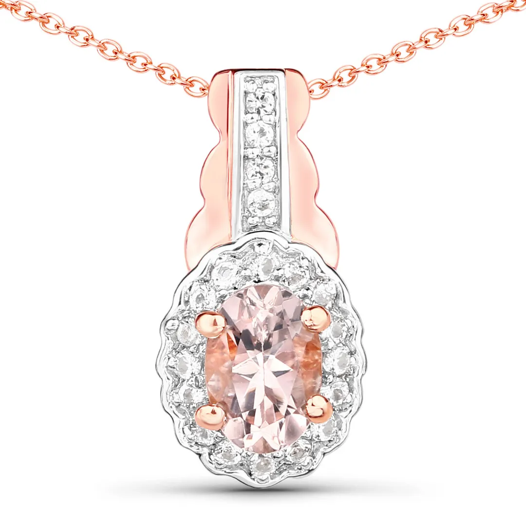 Fine Color Jewels 1.98 Cttw Oval Morganite & White Topaz 14K Rose Gold Plated 925 Sterling Silver November Birthstone Jewelry Set sold by Zulily product image thumbnail 5