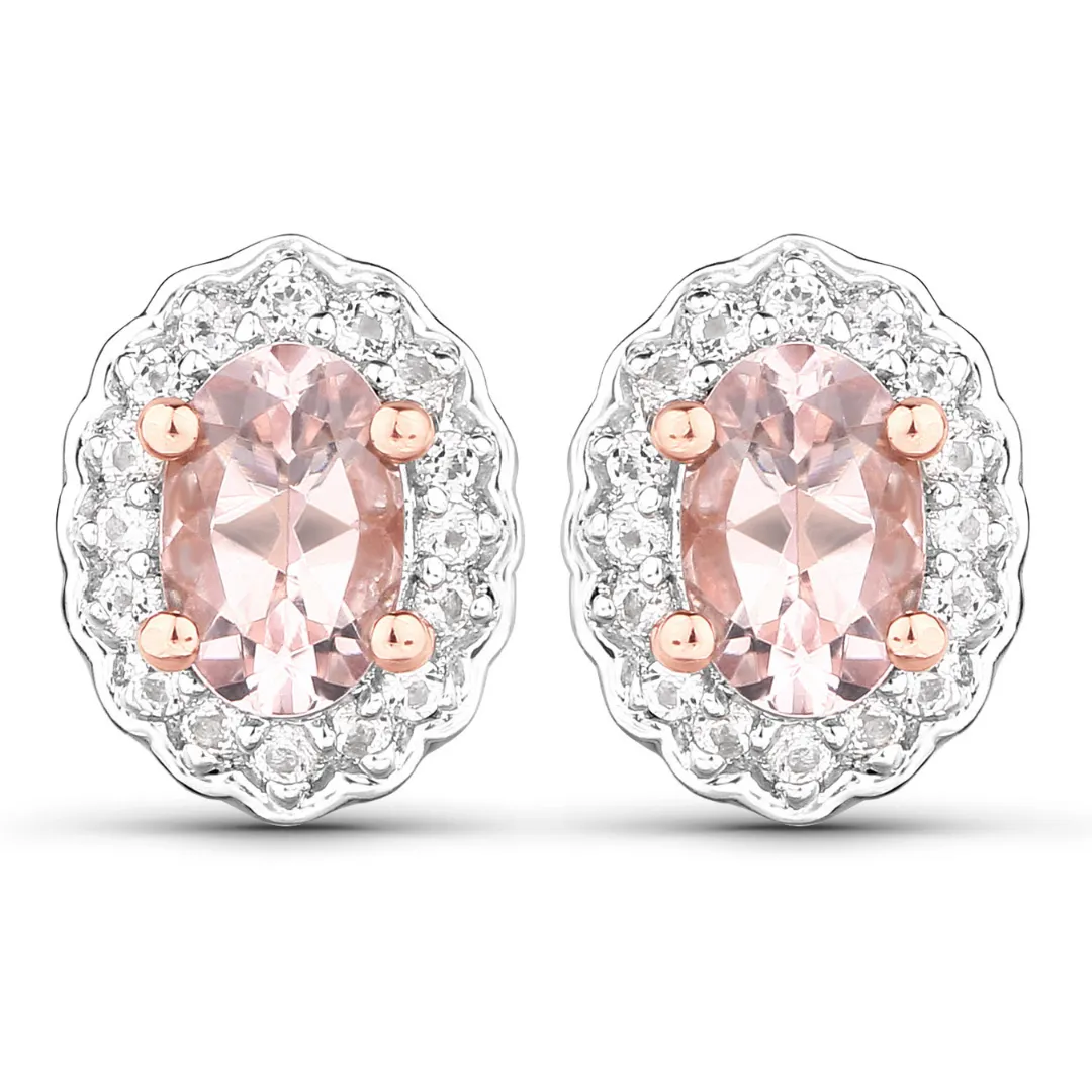 Fine Color Jewels 1.98 Cttw Oval Morganite & White Topaz 14K Rose Gold Plated 925 Sterling Silver November Birthstone Jewelry Set sold by Zulily product image thumbnail 2