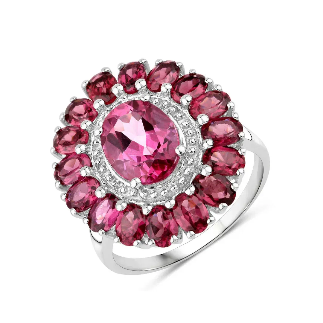 Pink Topaz and Garnet Flower Ring sold by Zulily product image thumbnail 2