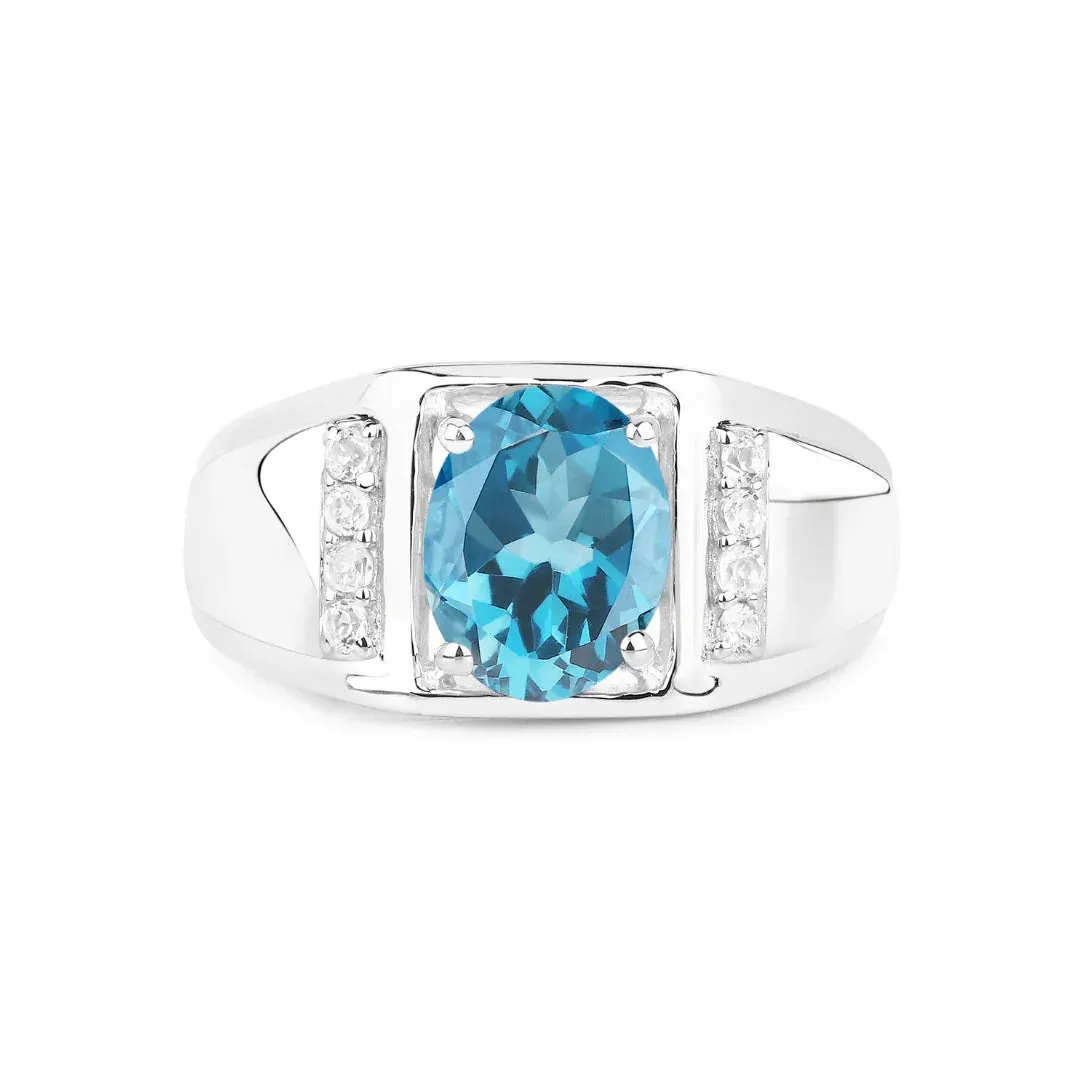 London Blue Topaz Sterling Silver Unisex Ring sold by Zulily product image thumbnail 2