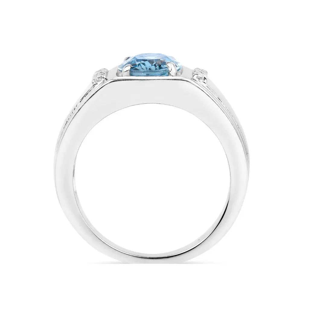 London Blue Topaz Sterling Silver Unisex Ring sold by Zulily product image thumbnail 3