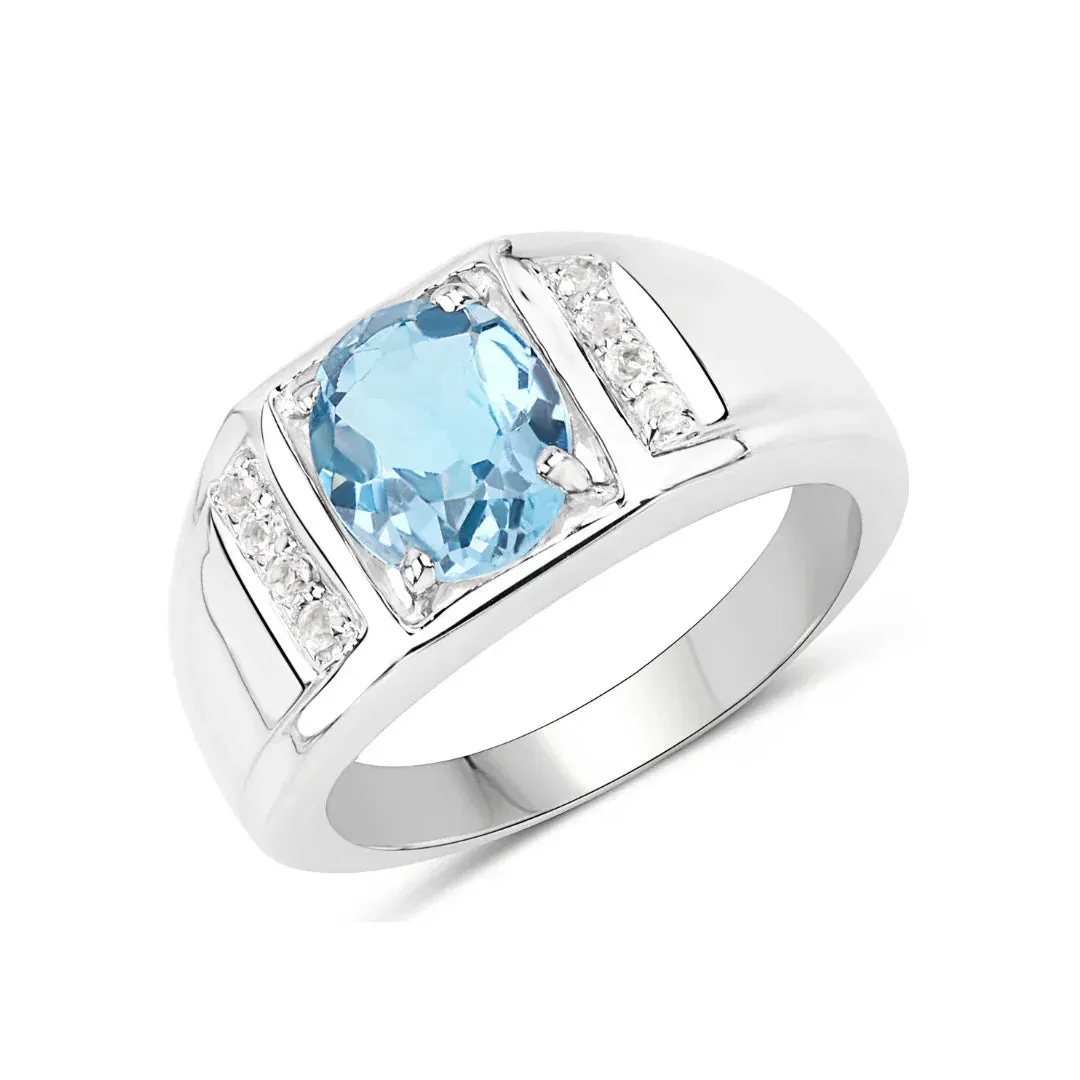London Blue Topaz Sterling Silver Unisex Ring sold by Zulily product image thumbnail 4