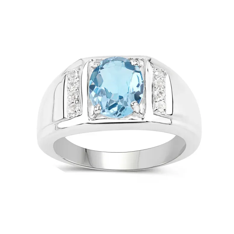 London Blue Topaz Sterling Silver Unisex Ring made by Zulily