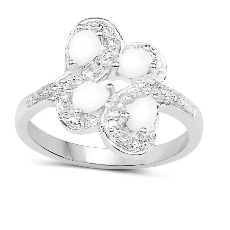 White Opal Floral Ring made by Zulily