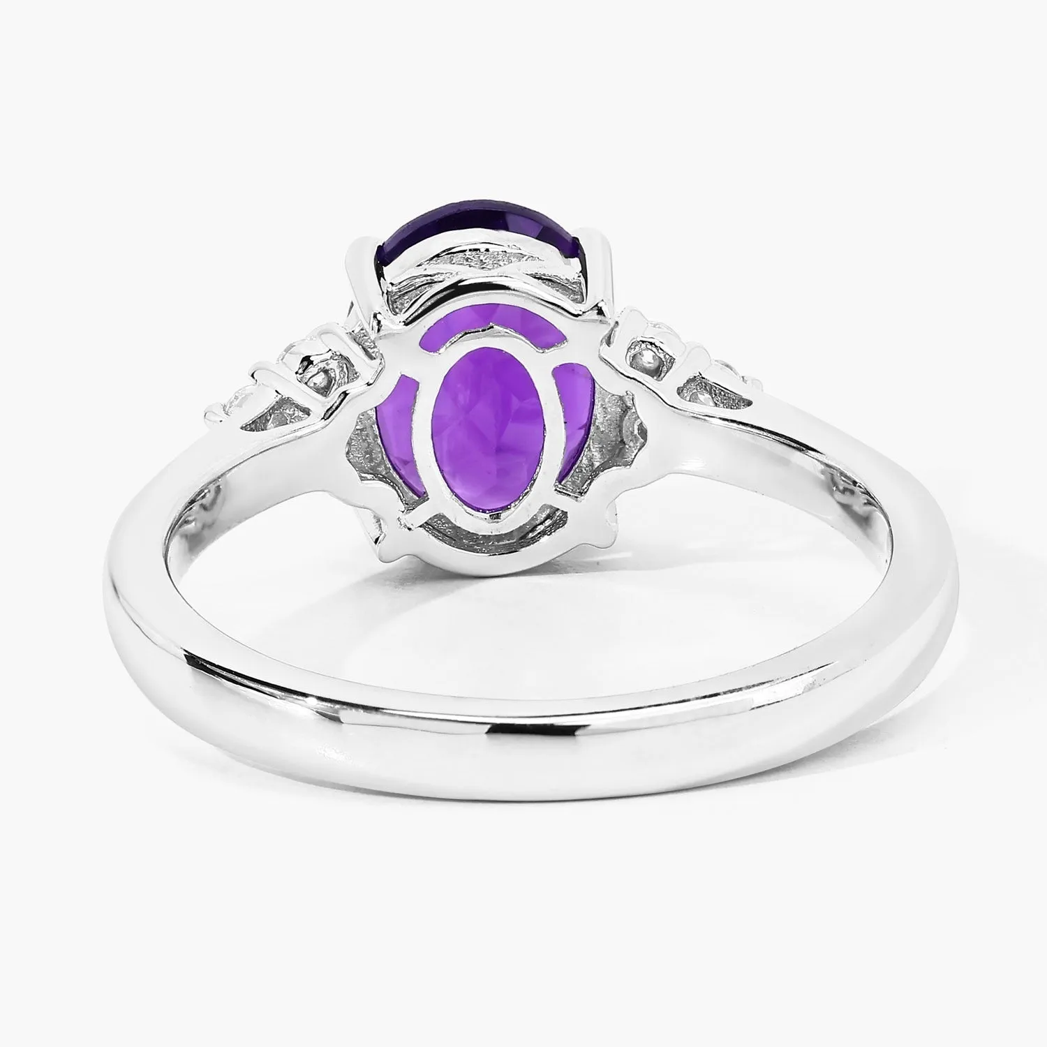 1.60 Ct Oval Purple Amethyst and Lab Diamond Prong Silver Cocktail Ring sold by Zulily product image thumbnail 5