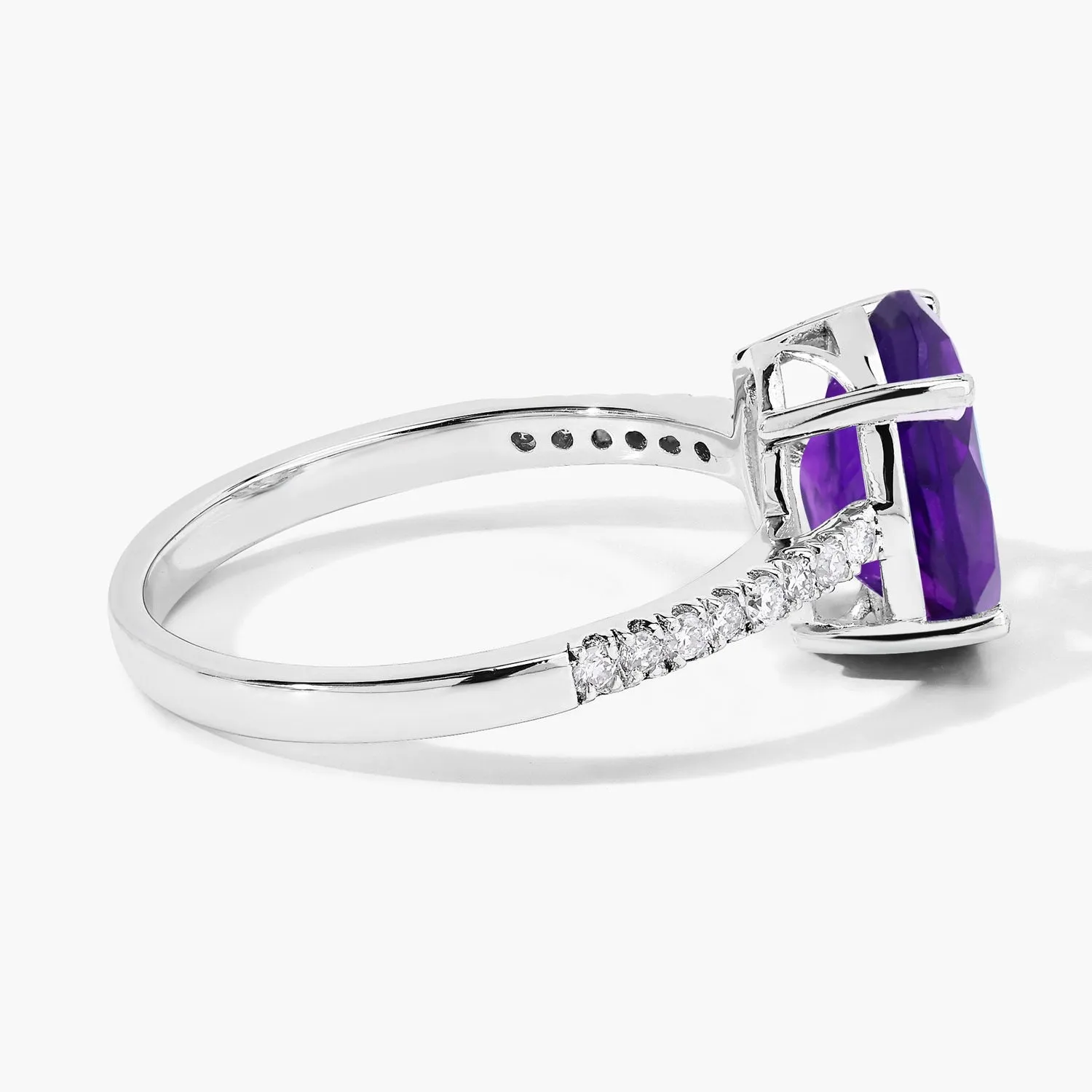 2.20 Ct Oval Purple Amethyst and Lab Diamond Prong Silver Pave Cocktail Ring sold by Zulily product image thumbnail 5