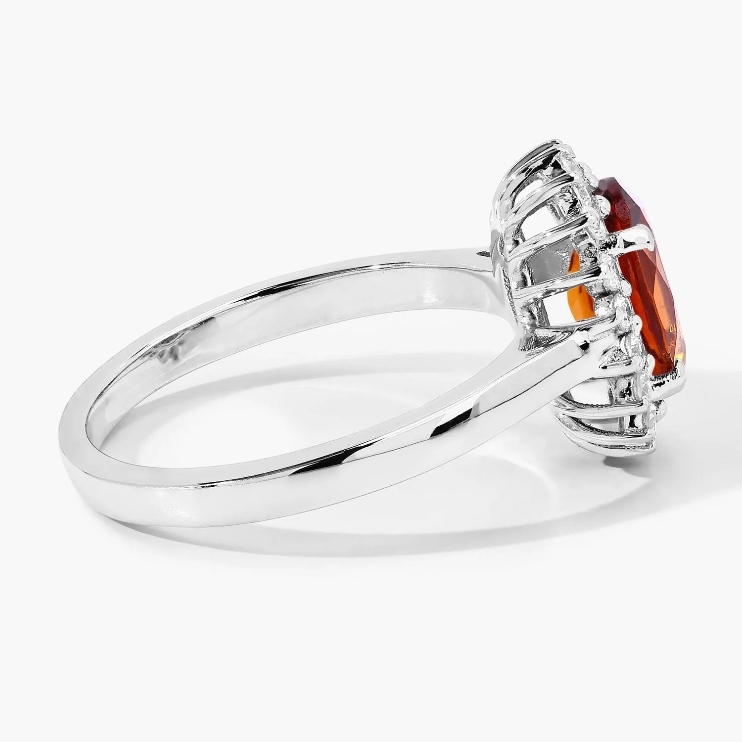1.70 Ct Oval Yellow Madeira Citrine and Lab Grown Diamond Prong Silver Halo Ring sold by Zulily product image thumbnail 4