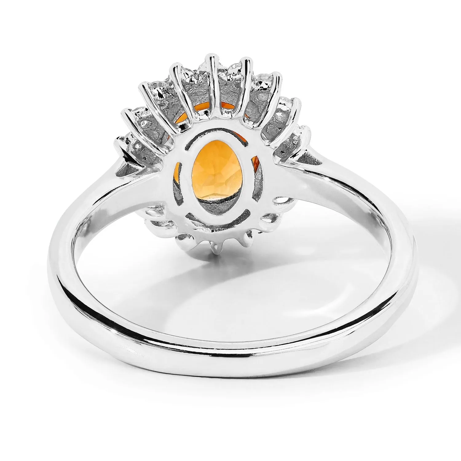 1.70 Ct Oval Yellow Madeira Citrine and Lab Grown Diamond Prong Silver Halo Ring sold by Zulily product image thumbnail 5