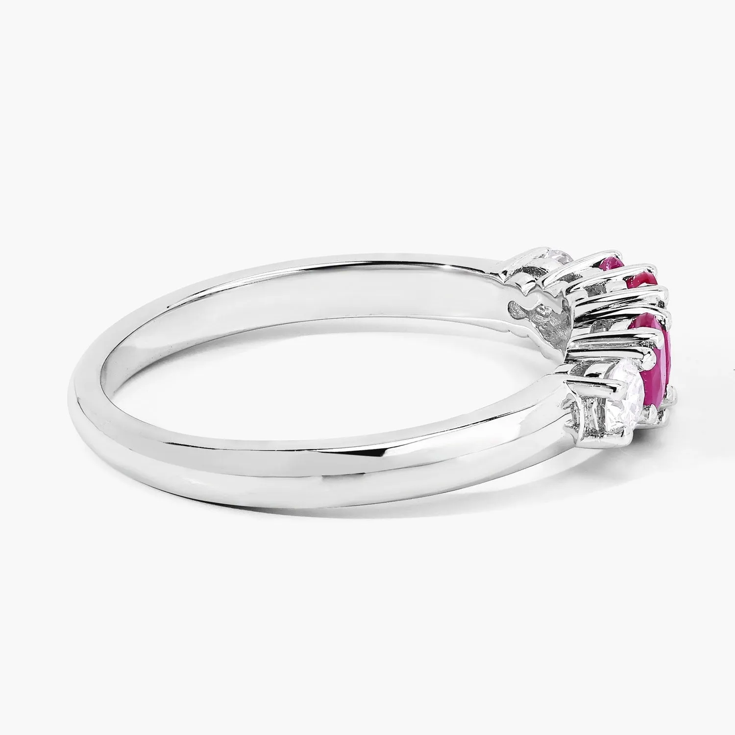 0.62 Ct Oval Pink Ruby & Lab Diamond Prong Silver Graduated Five Stone Ring sold by Zulily product image thumbnail 4