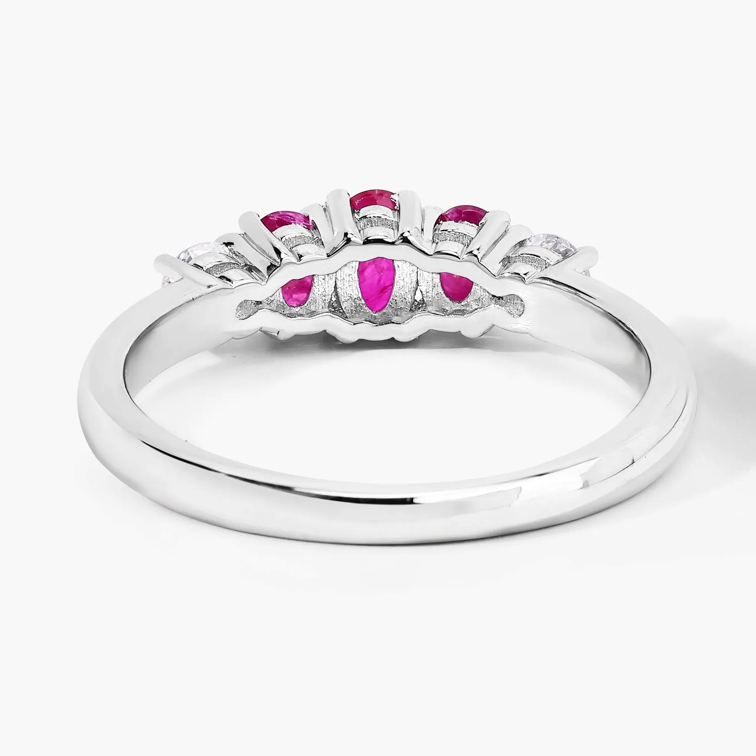 0.62 Ct Oval Pink Ruby & Lab Diamond Prong Silver Graduated Five Stone Ring sold by Zulily product image thumbnail 5