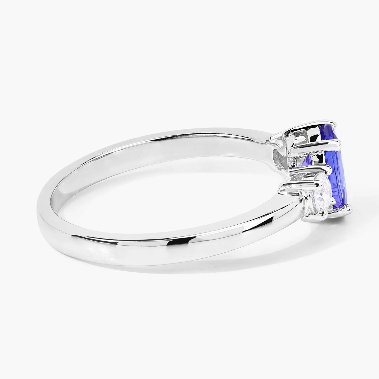 0.75 Ct Oval Violet Tanzanite and Lab Diamond Prong Silver Three Stone Ring sold by Zulily product image thumbnail 5