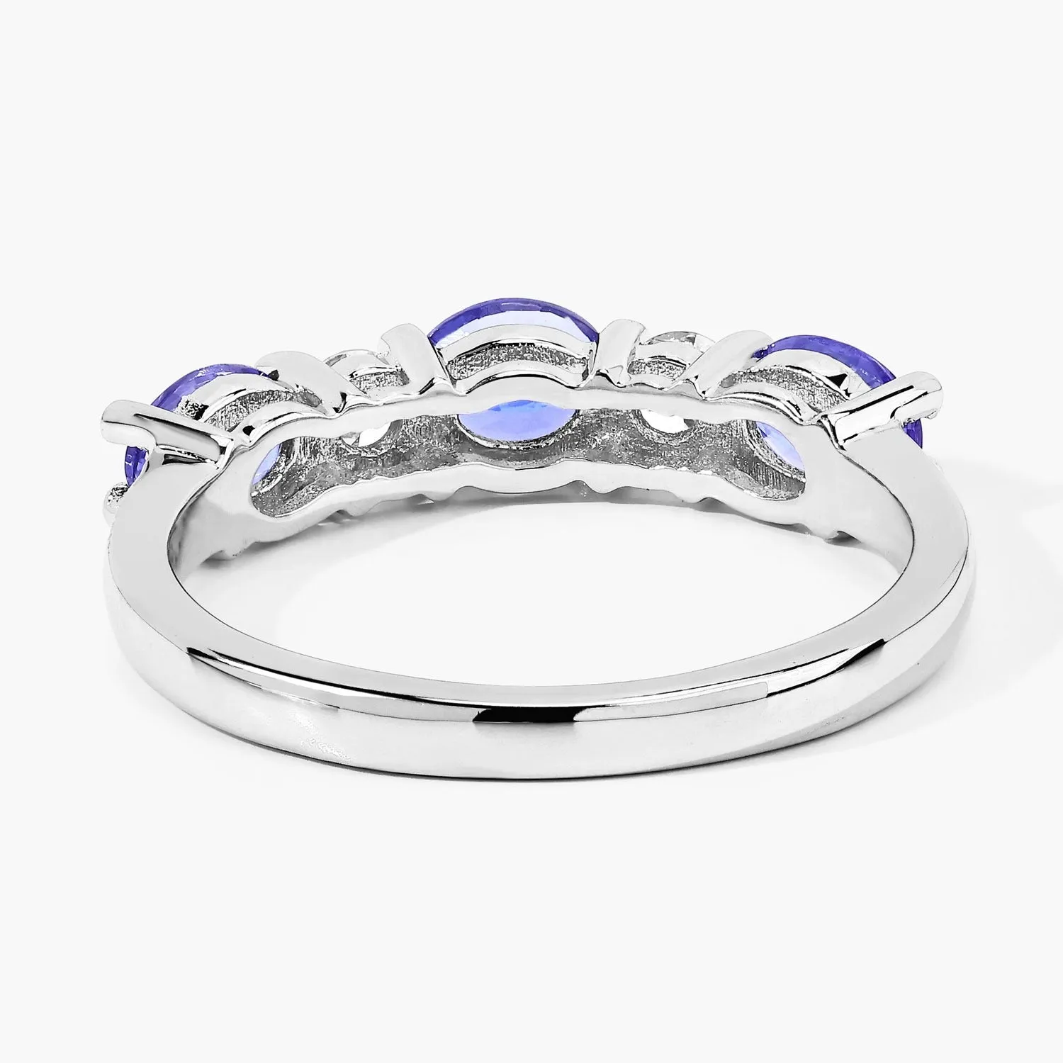 0.99 Ct Oval Violet Tanzanite and Lab Grown Diamond Prong Silver Five Stone Ring sold by Zulily product image thumbnail 4