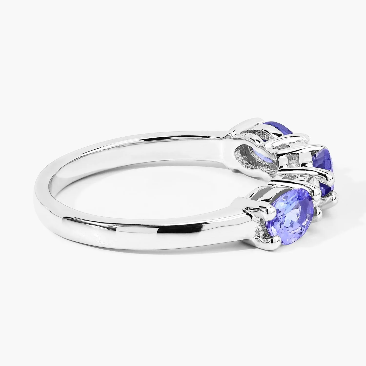 0.99 Ct Oval Violet Tanzanite and Lab Grown Diamond Prong Silver Five Stone Ring sold by Zulily product image thumbnail 5