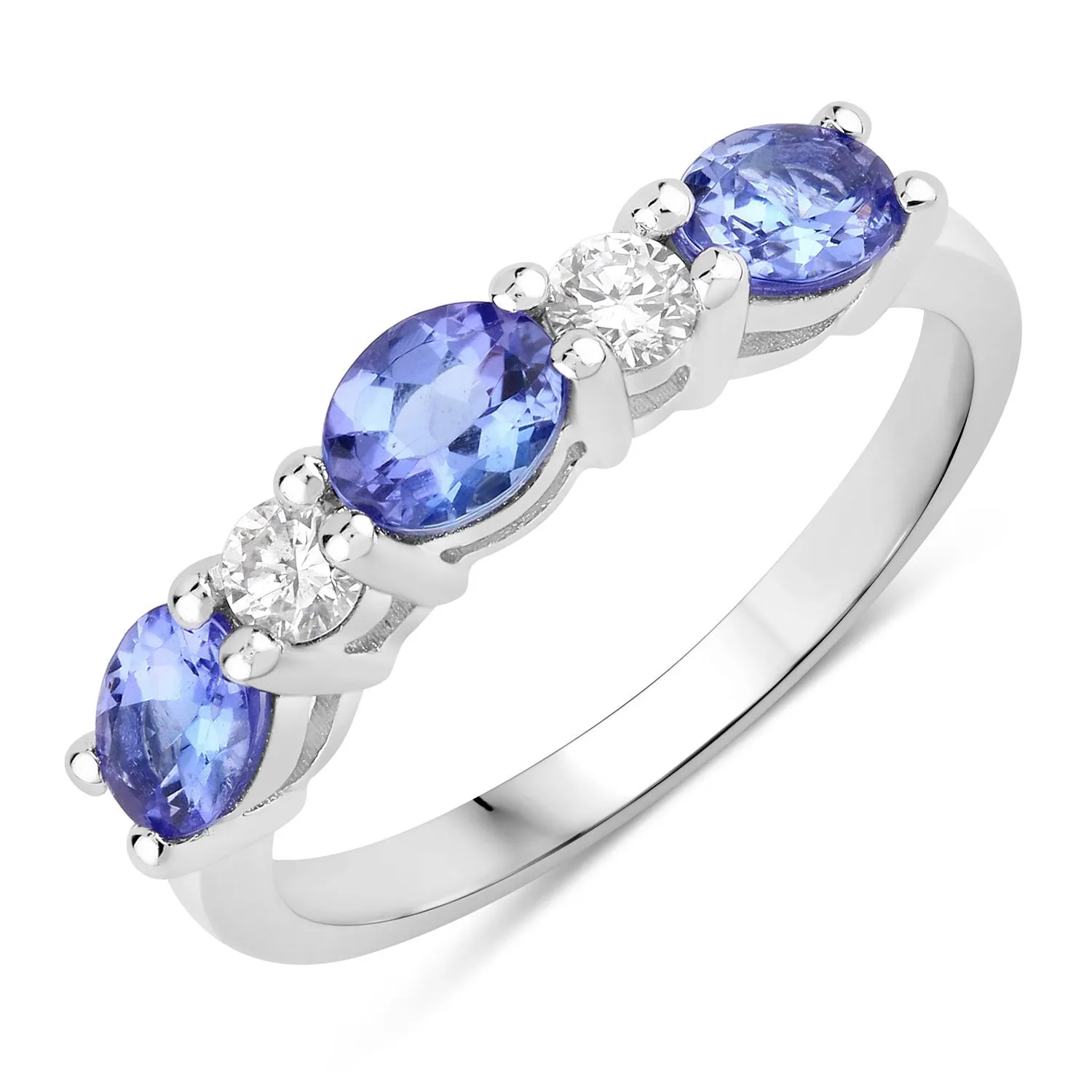 0.99 Ct Oval Violet Tanzanite and Lab Grown Diamond Prong Silver Five Stone Ring sold by Zulily product image thumbnail 3