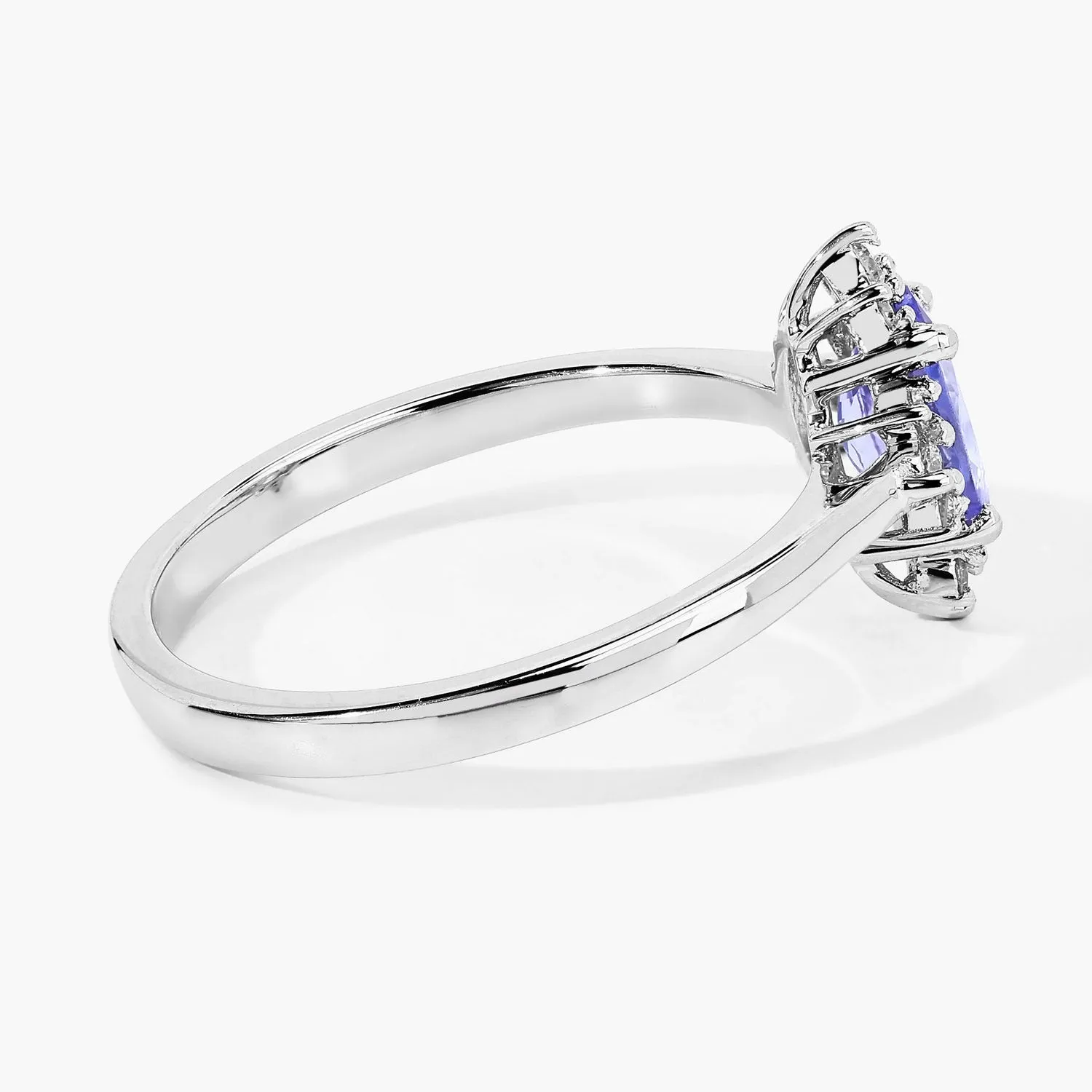 0.75 Ct Oval Violet Tanzanite and Lab Diamond Prong Silver Halo Statement Ring sold by Zulily product image thumbnail 5
