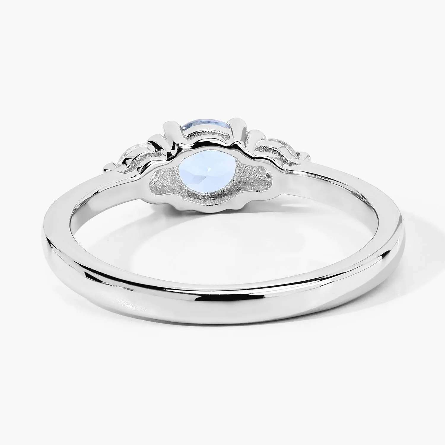 0.38 Ct Round Blue Aquamarine and Lab Diamond Prong Silver Three Stone Ring sold by Zulily product image thumbnail 4
