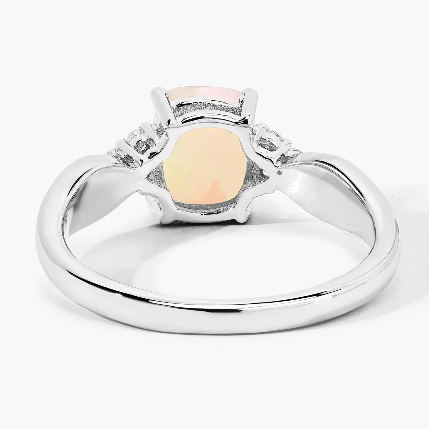 0.85 Ct Cushion White Ethiopian Opal and Lab Diamond Silver Cocktail Ring sold by Zulily product image thumbnail 5