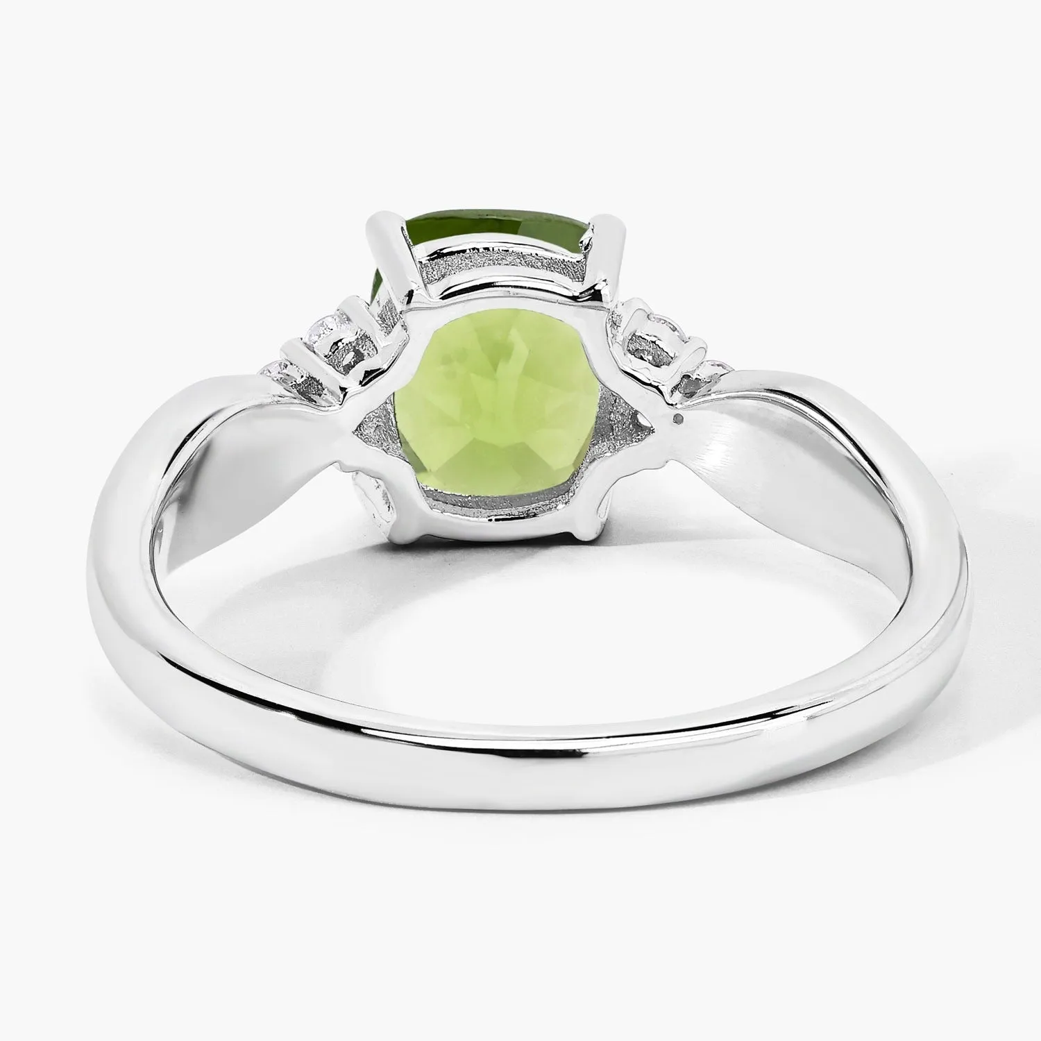 1.40 Ct Cushion Green Peridot & Lab Diamond Prong Silver Cocktail Ring sold by Zulily product image thumbnail 5