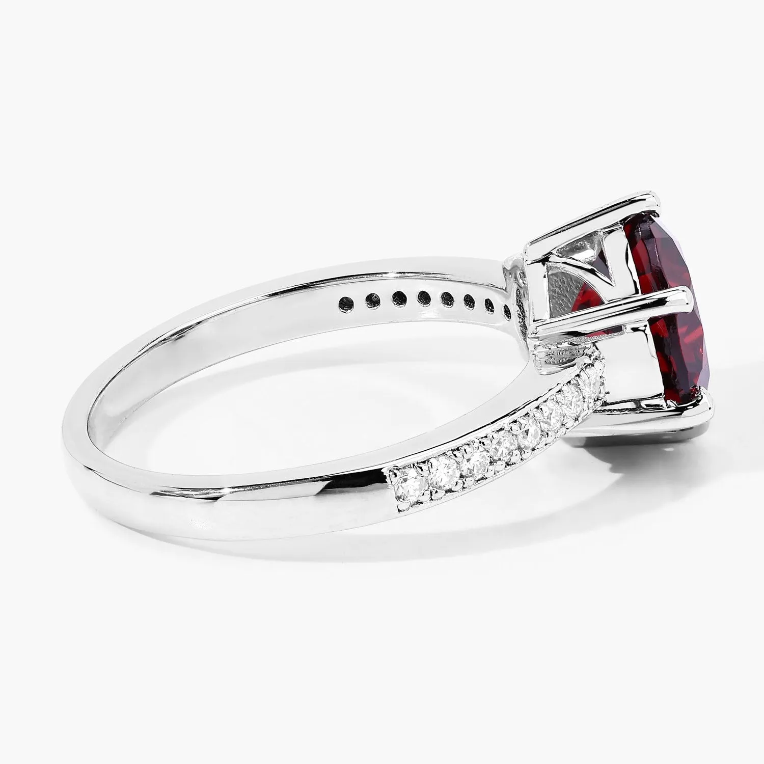 3.25 Ct Round Red Mozambique Garnet and Lab Diamond Prong Silver Pave Bridge Ring sold by Zulily product image thumbnail 4