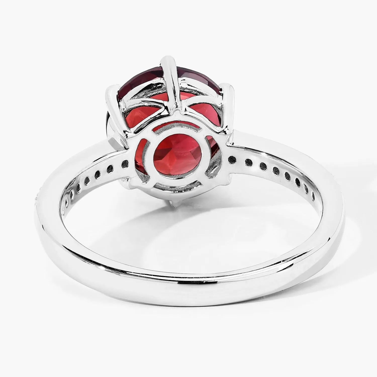 3.25 Ct Round Red Mozambique Garnet and Lab Diamond Prong Silver Pave Bridge Ring sold by Zulily product image thumbnail 5