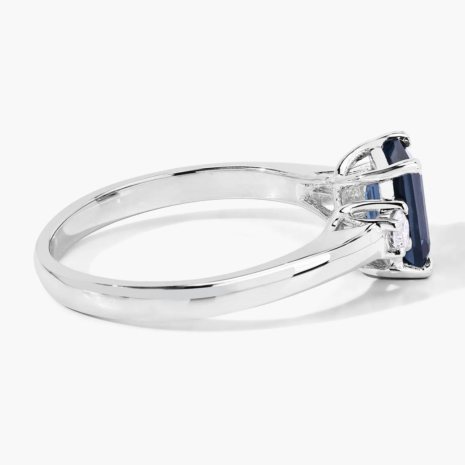 1.07 Ct Octagon London Blue Topaz and Diamond Prong Silver Three Stone Ring sold by Zulily product image thumbnail 4
