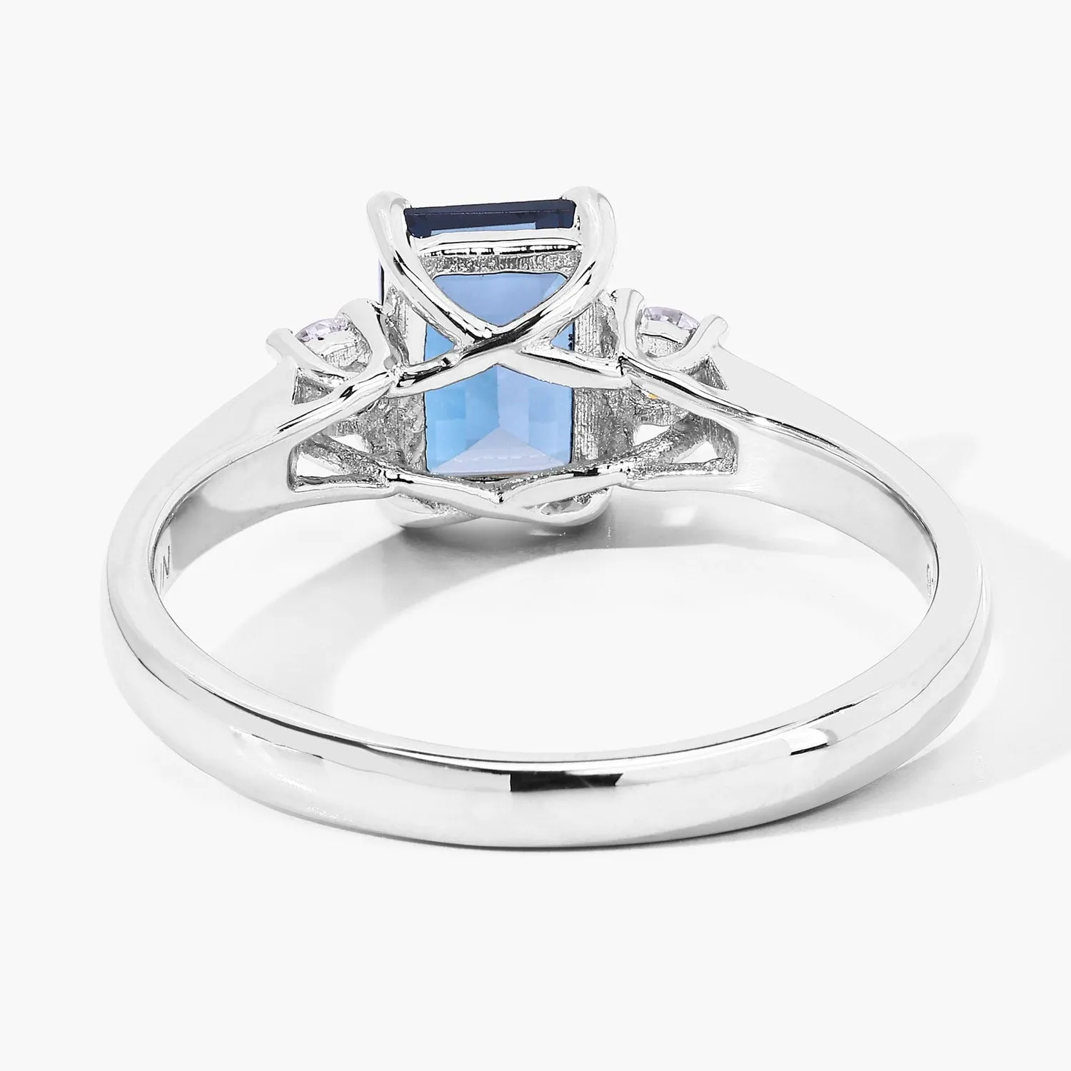 1.07 Ct Octagon London Blue Topaz and Diamond Prong Silver Three Stone Ring sold by Zulily product image thumbnail 5