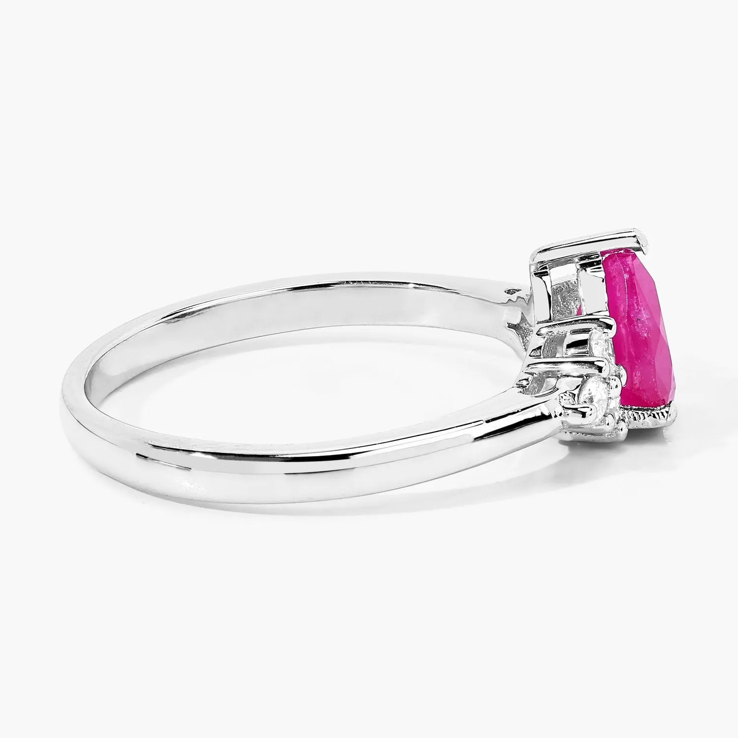 0.80 Ct Pear Pink Mozambique Ruby and Lab Diamond Prong Silver Cocktail Ring sold by Zulily product image thumbnail 3