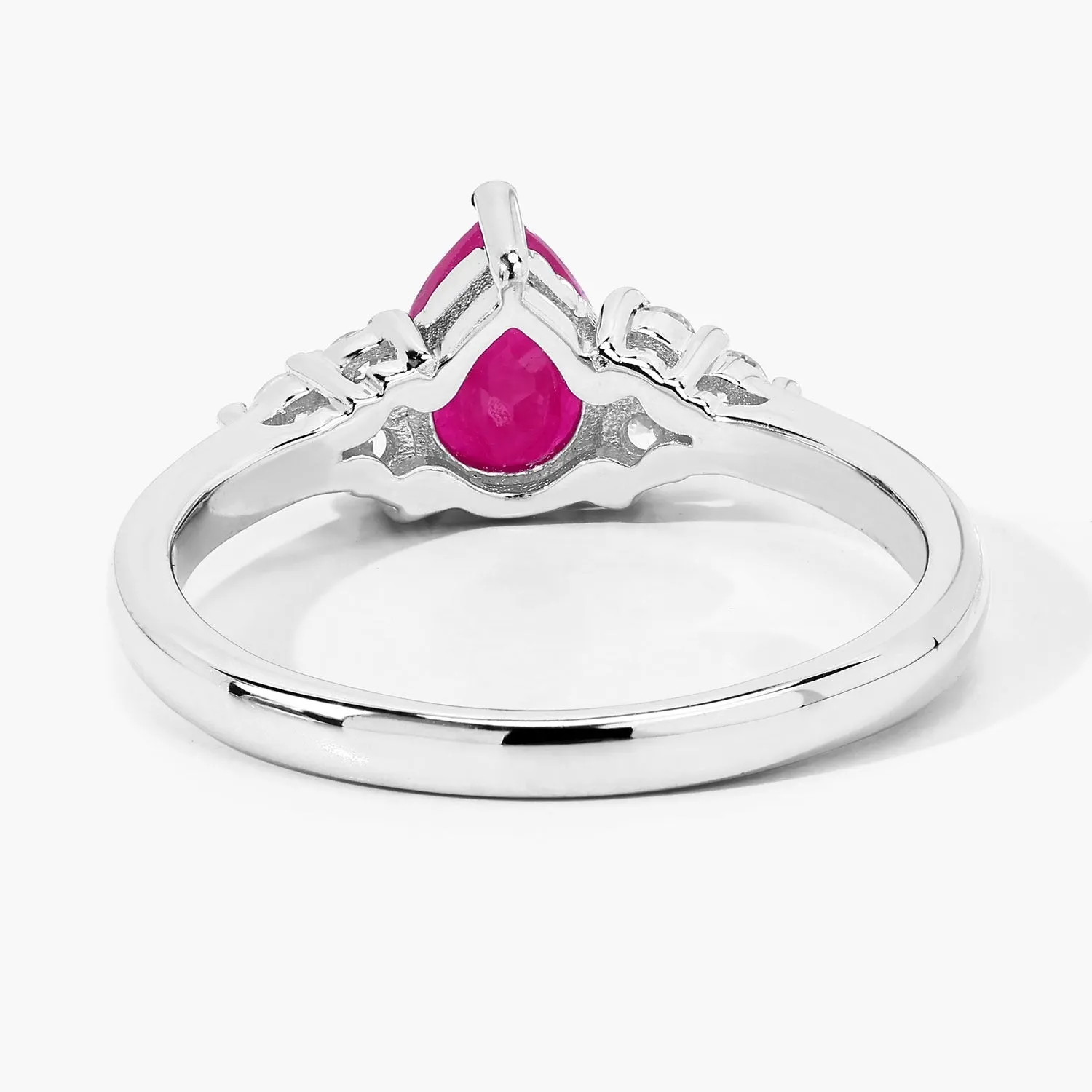 0.80 Ct Pear Pink Mozambique Ruby and Lab Diamond Prong Silver Cocktail Ring sold by Zulily product image thumbnail 4