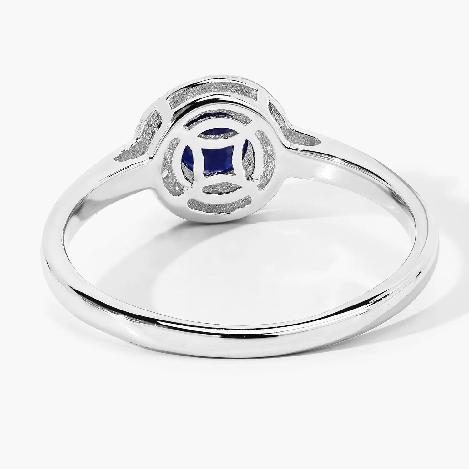 0.65 Ct Round Blue Sapphire & Lab Diamond Prong Silver Halo Engagement Ring sold by Zulily product image thumbnail 4