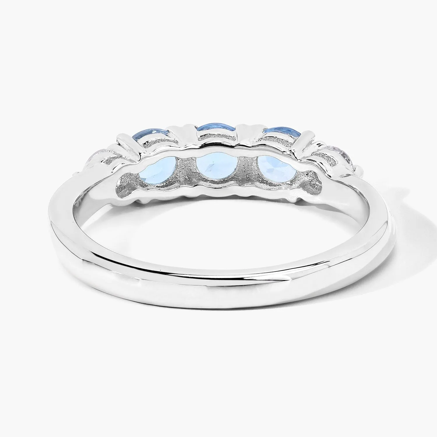 0.66 Ct Round Blue Aquamarine and Lab Diamond Prong Silver Five Stone Ring sold by Zulily product image thumbnail 4