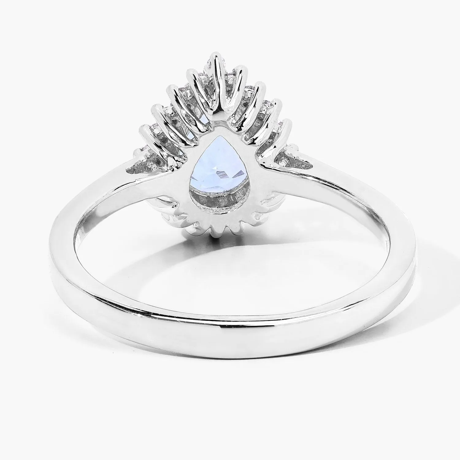 0.83 Ct Pear Blue Aquamarine & Lab Diamond Prong Silver Halo Ring sold by Zulily product image thumbnail 3