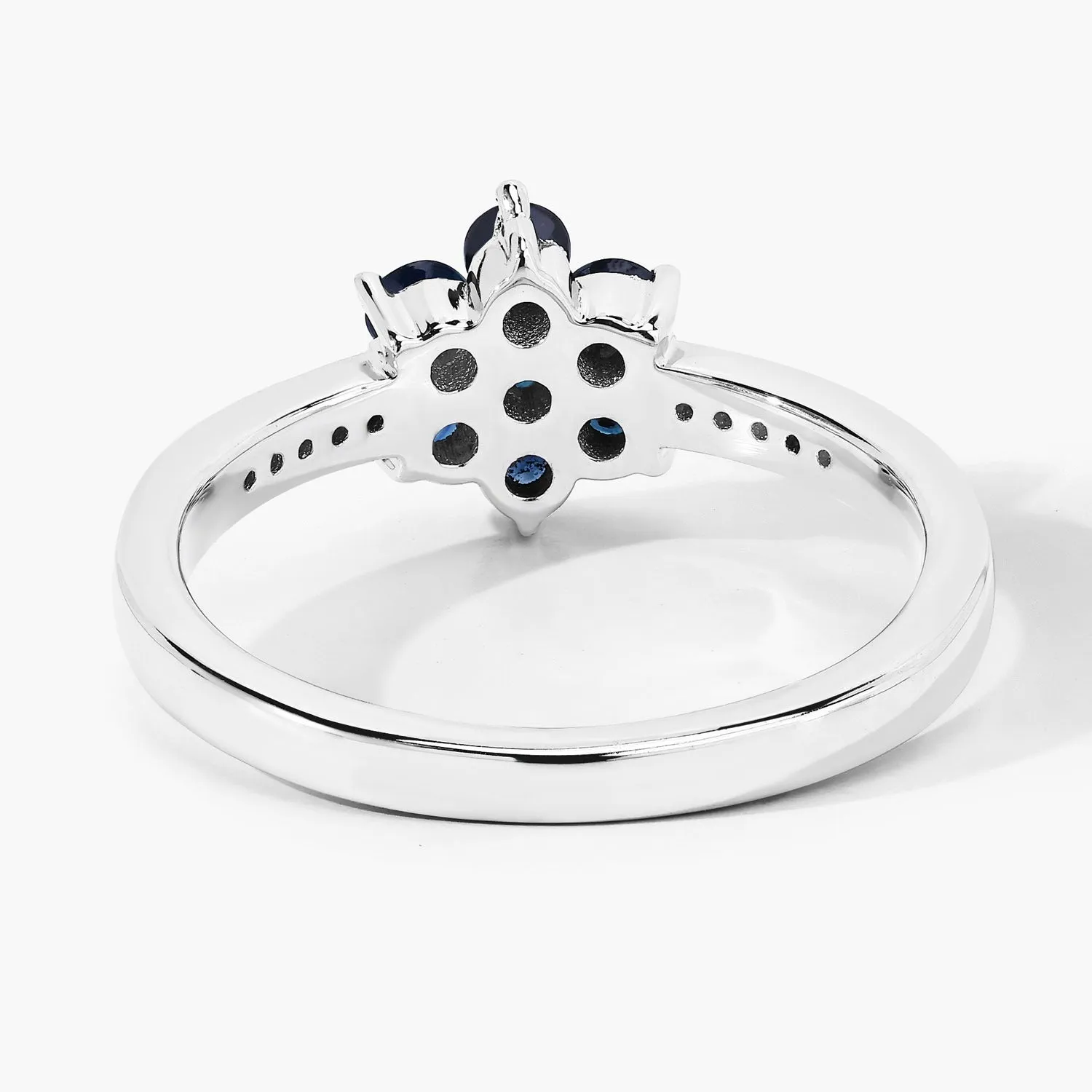 0.49 Ct Round Blue Sapphire and Lab Diamond Prong Silver Pave Floral Ring sold by Zulily product image thumbnail 4