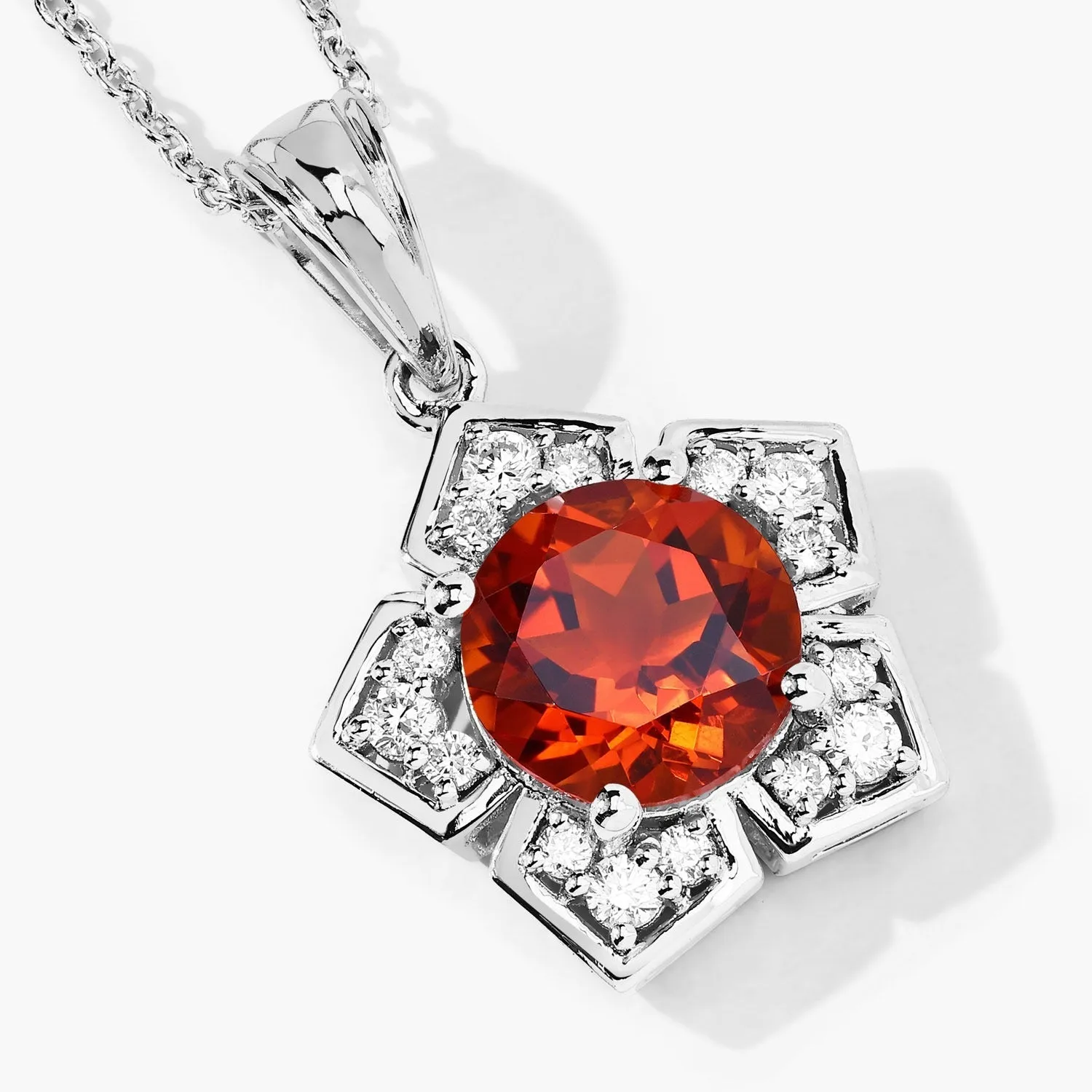 2.20 Ct Round Orange Madeira Citrine & Lab Diamond Prong Silver Star Shape Pendant Necklace sold by Zulily product image thumbnail 3