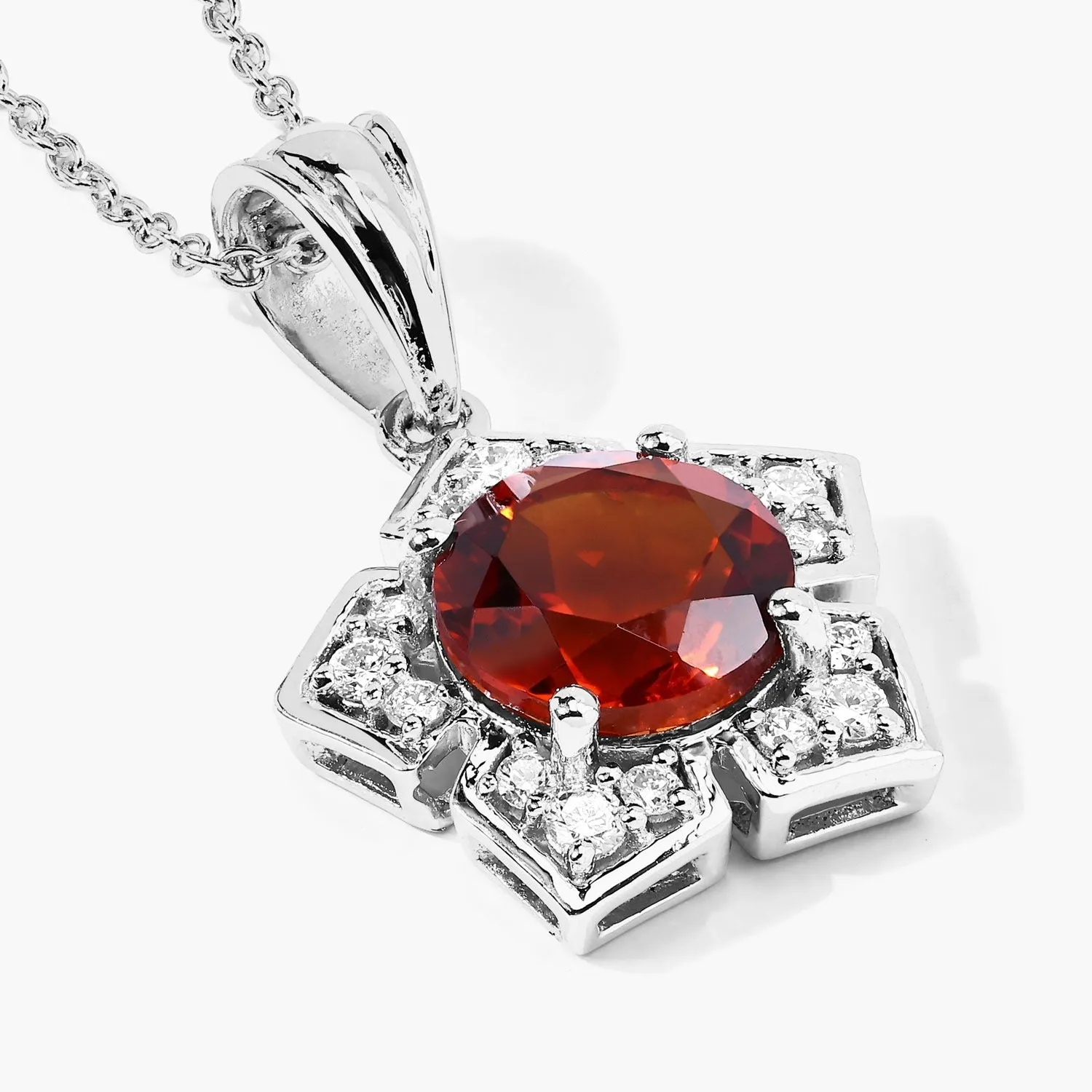 2.20 Ct Round Orange Madeira Citrine & Lab Diamond Prong Silver Star Shape Pendant Necklace sold by Zulily product image thumbnail 4