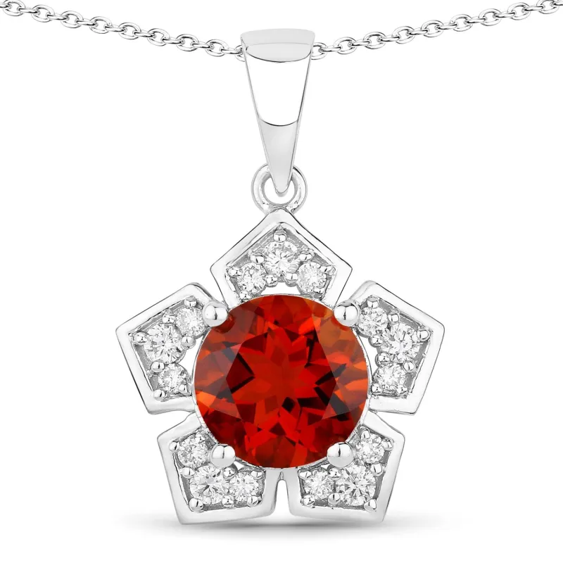 2.20 Ct Round Orange Madeira Citrine & Lab Diamond Prong Silver Star Shape Pendant Necklace made by Zulily