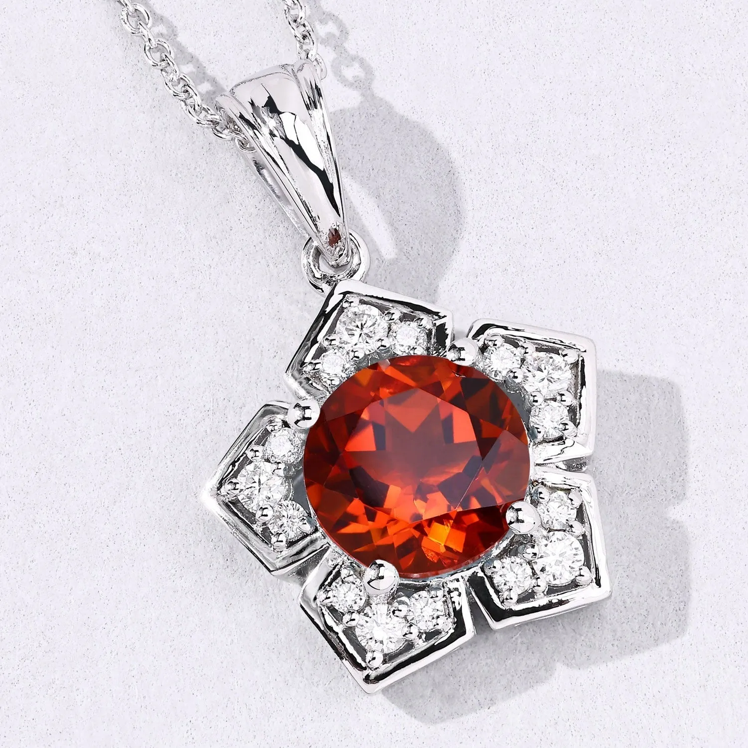 2.20 Ct Round Orange Madeira Citrine & Lab Diamond Prong Silver Star Shape Pendant Necklace sold by Zulily product image thumbnail 5