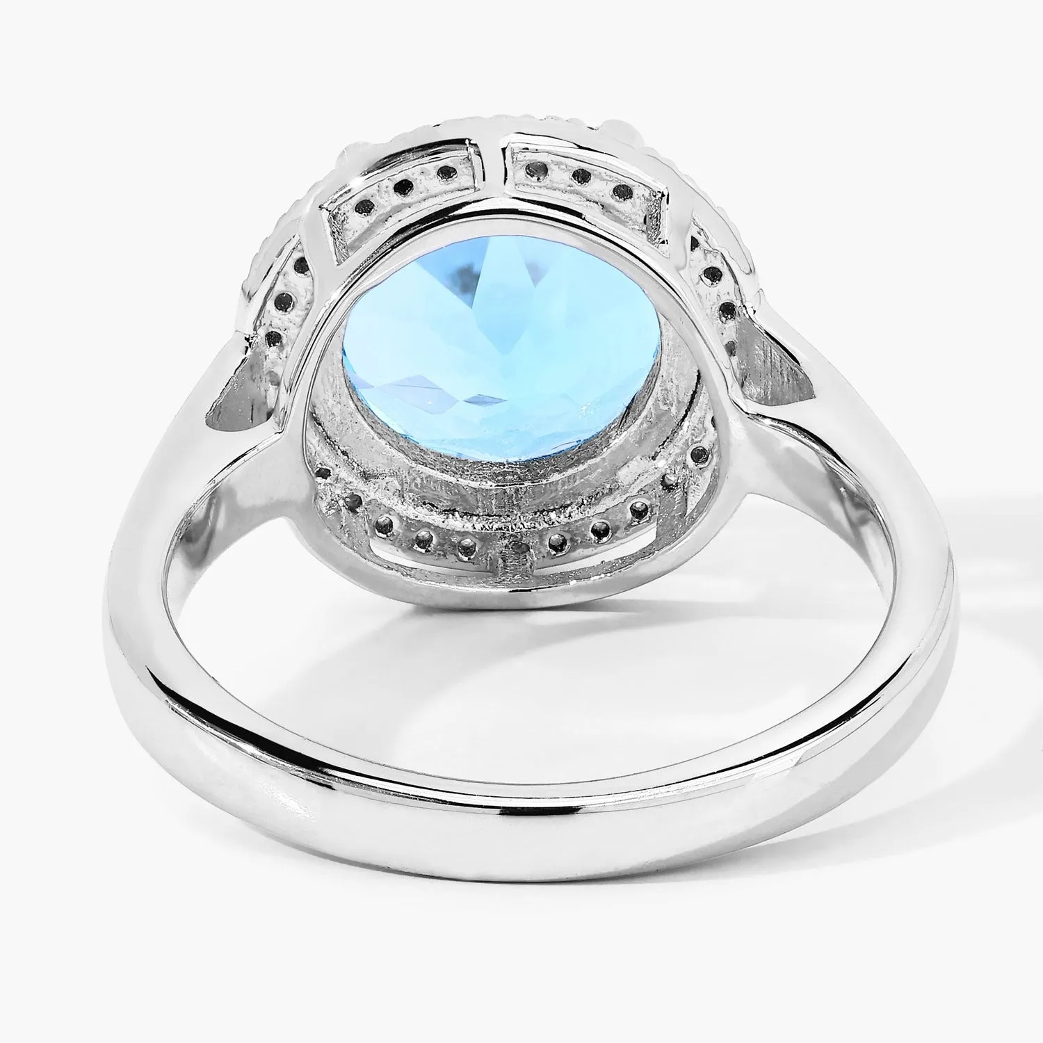 4 Ct Round Swiss Blue Topaz Lab Diamond Prong Silver Halo Ring sold by Zulily product image thumbnail 4