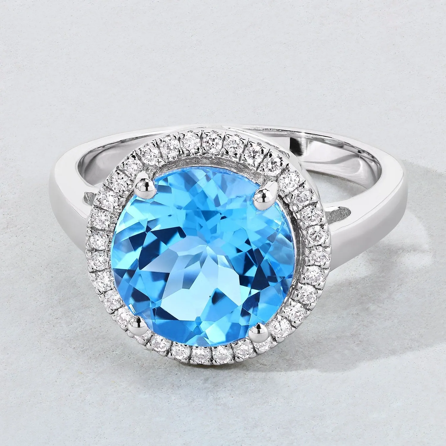 4 Ct Round Swiss Blue Topaz Lab Diamond Prong Silver Halo Ring sold by Zulily product image thumbnail 5