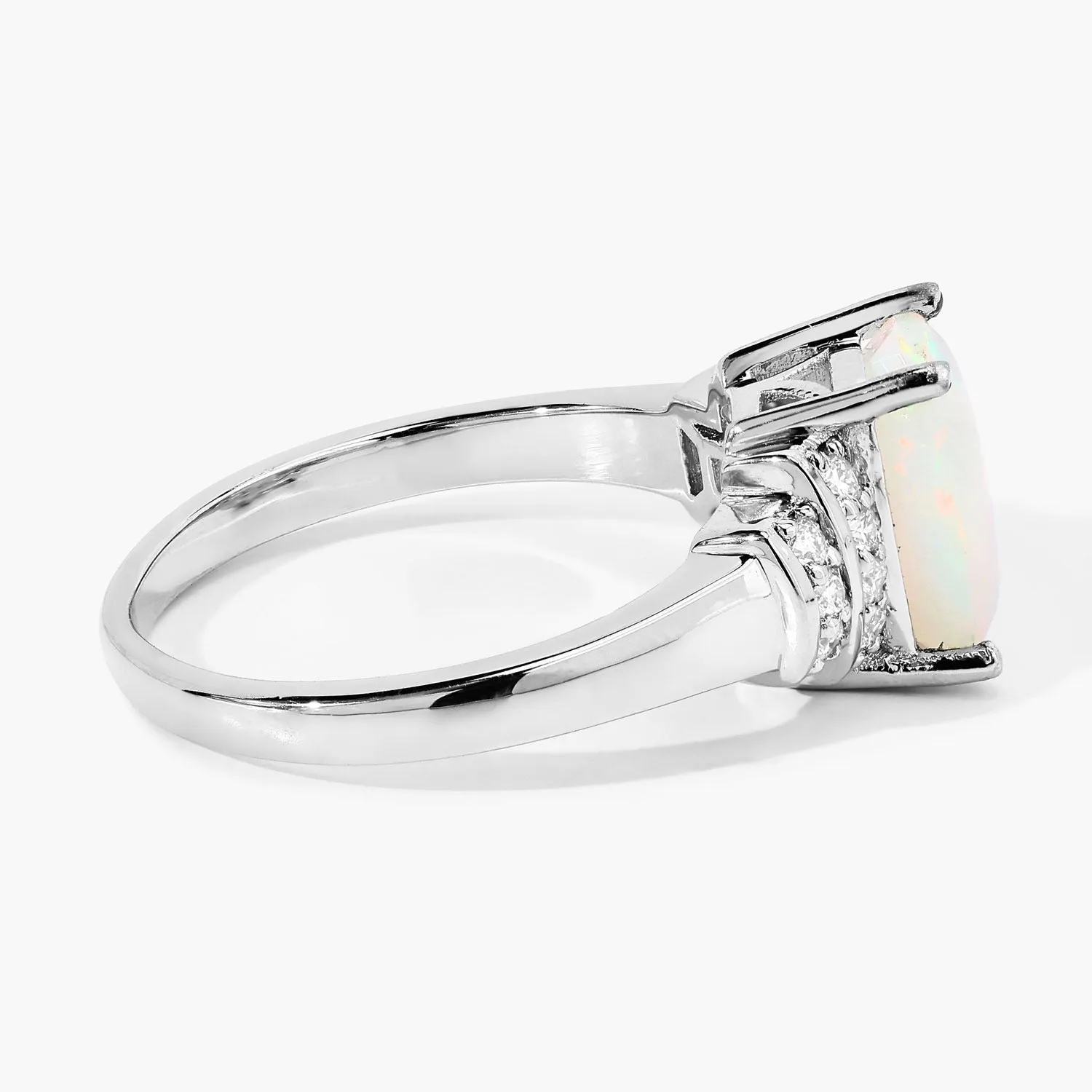 1 Ct Cushion White Ethiopian Opal Lab Diamond Prong Silver Bridge Ring sold by Zulily product image thumbnail 3