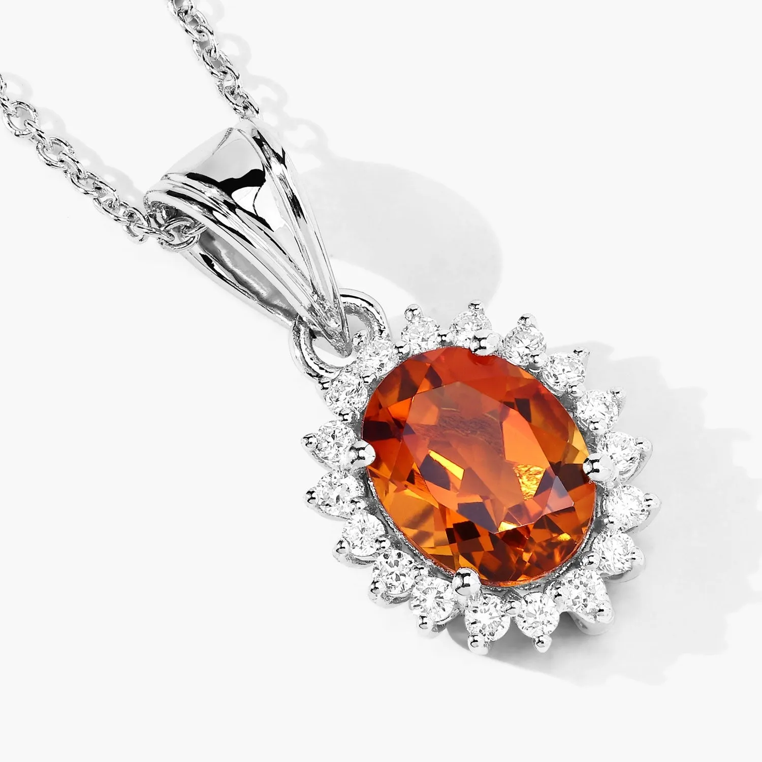 1.70 Ct Oval Orange Madeira Citrine & Lab Diamond Prong Silver Halo Pendant Necklace sold by Zulily product image thumbnail 4