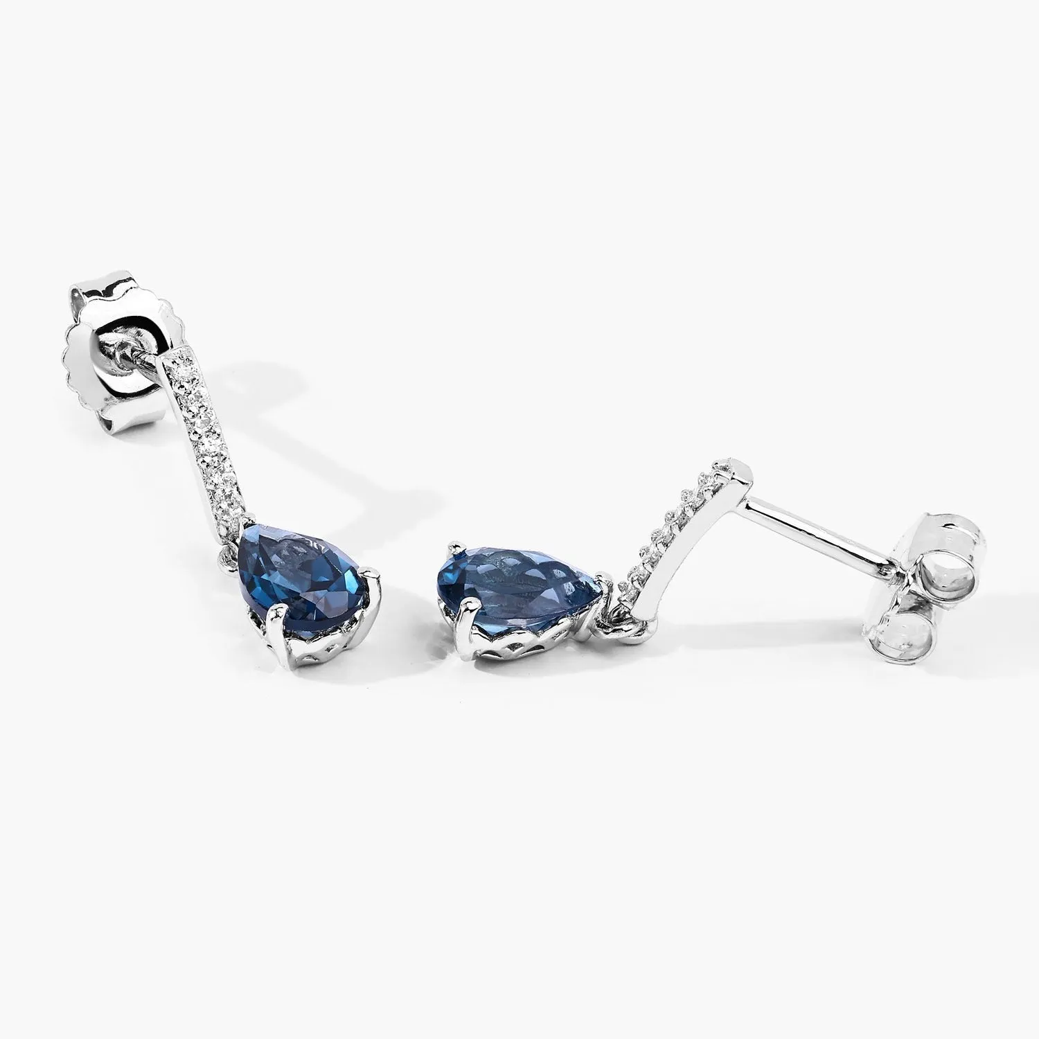 1.70 Ct Pear London Blue Topaz & Lab Diamond Prong Silver Teardrop Dangle Earrings sold by Zulily product image thumbnail 5